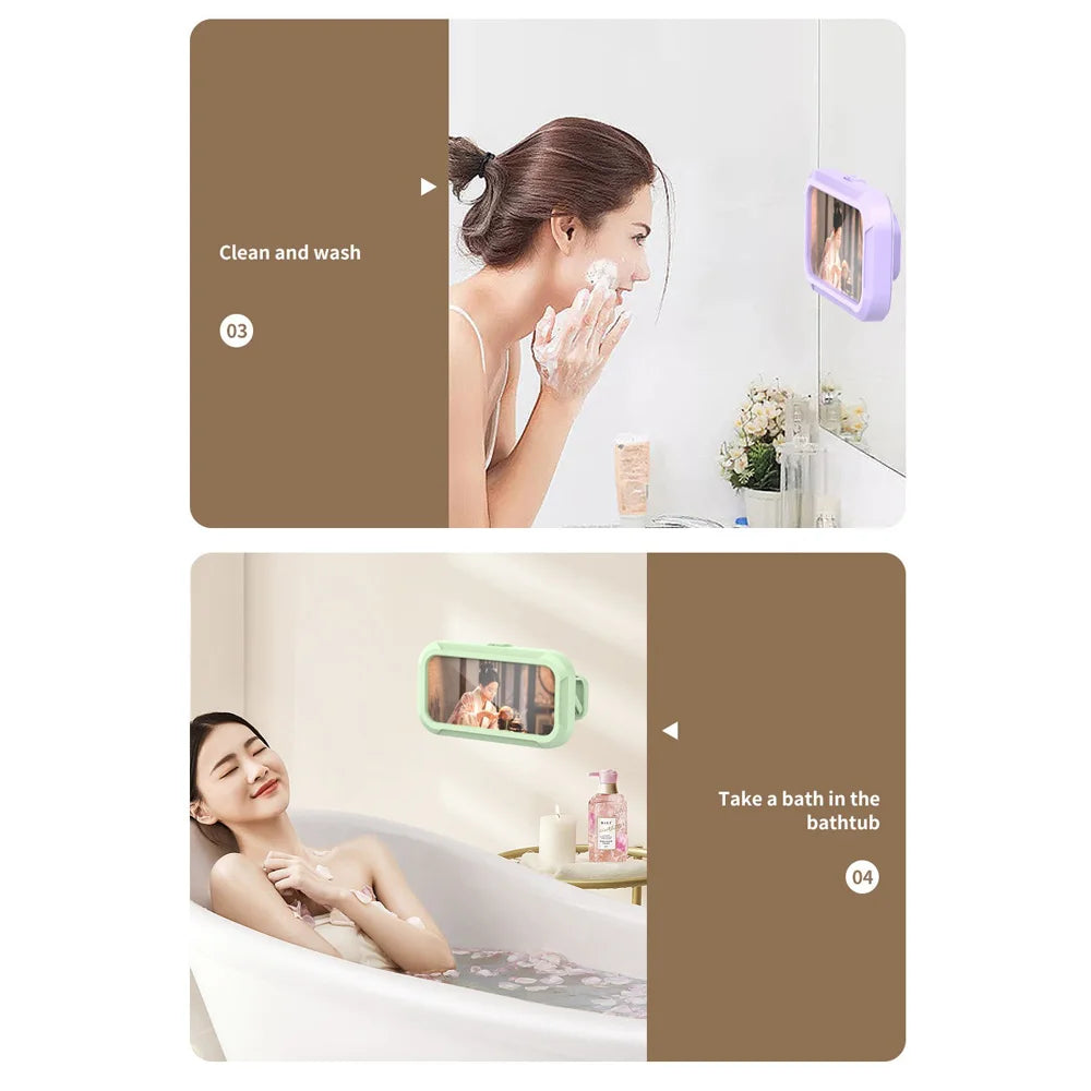 Caja de almacenamiento impermeable en uso, mostrando limpieza y baño, manteniendo los objetos secos y organizados.