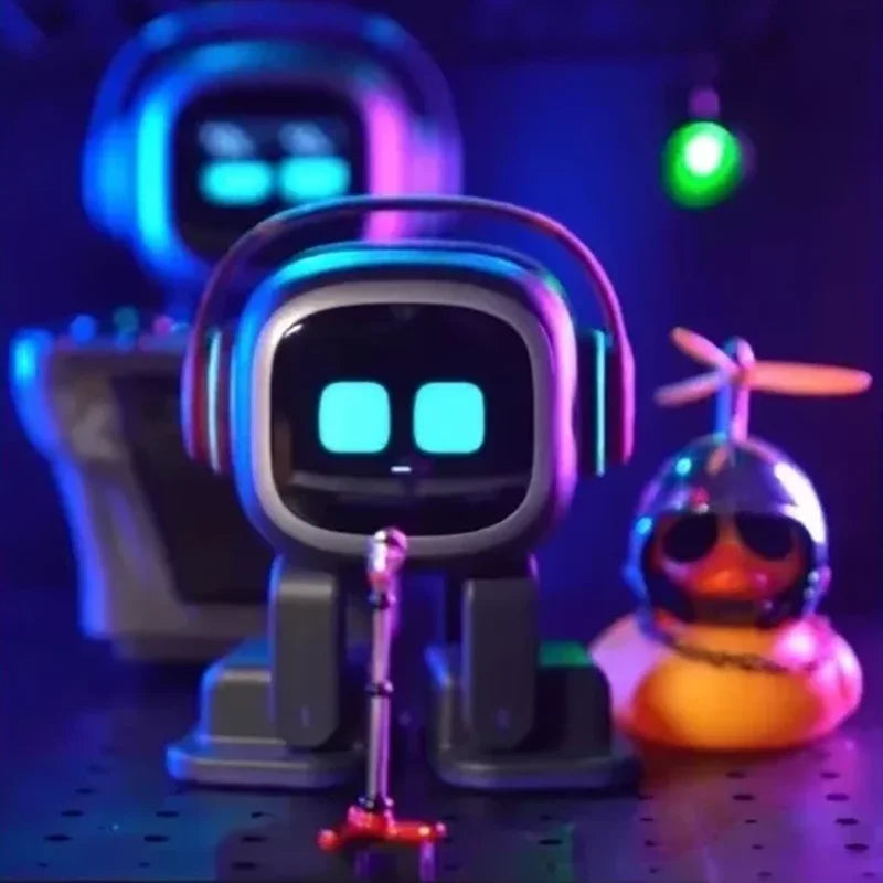 Robot toy emocional inteligente interactivo con colores brillantes y accesorios divertidos.